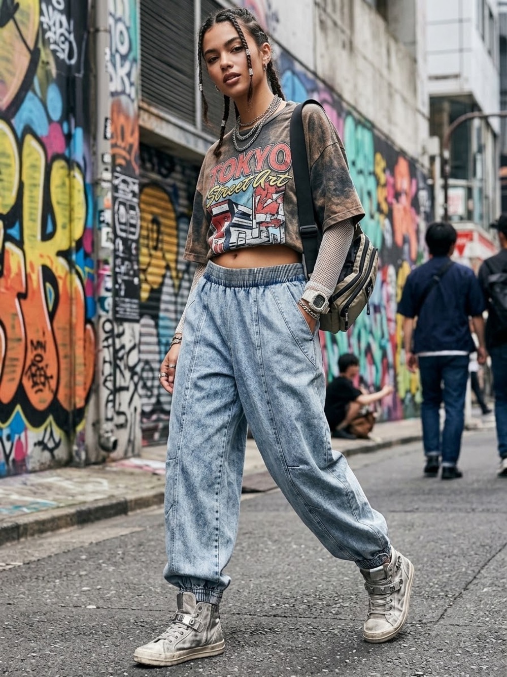 Fashion Nova brand new tags Boca chica baggy pull on Denim Joggers XL light wash